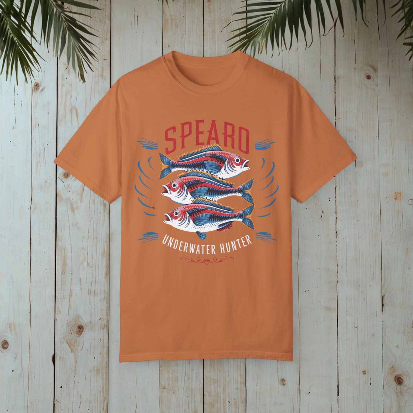 SPEARO WOODBLOCK FISH GARMENT-DYED TEE