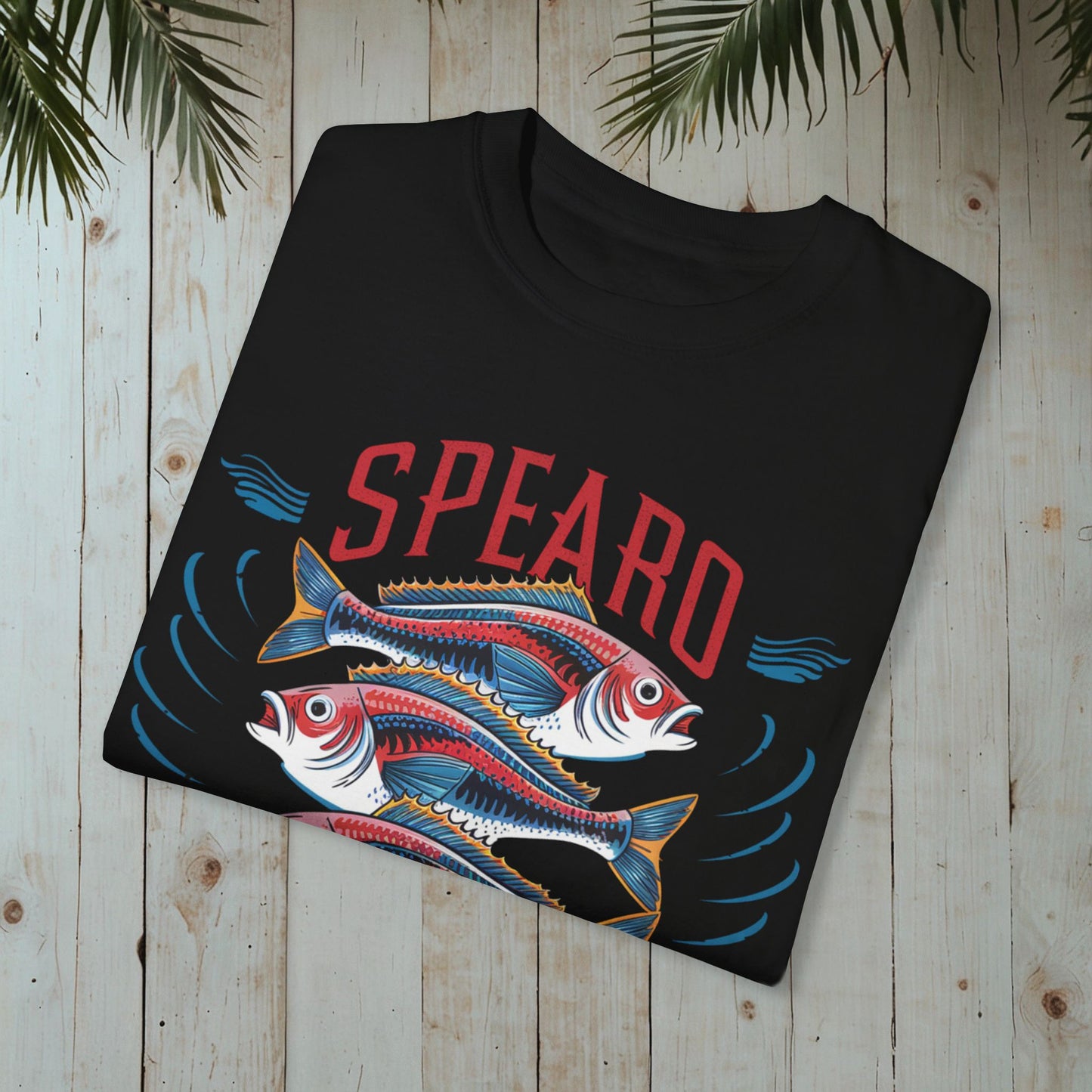 SPEARO WOODBLOCK FISH GARMENT-DYED TEE