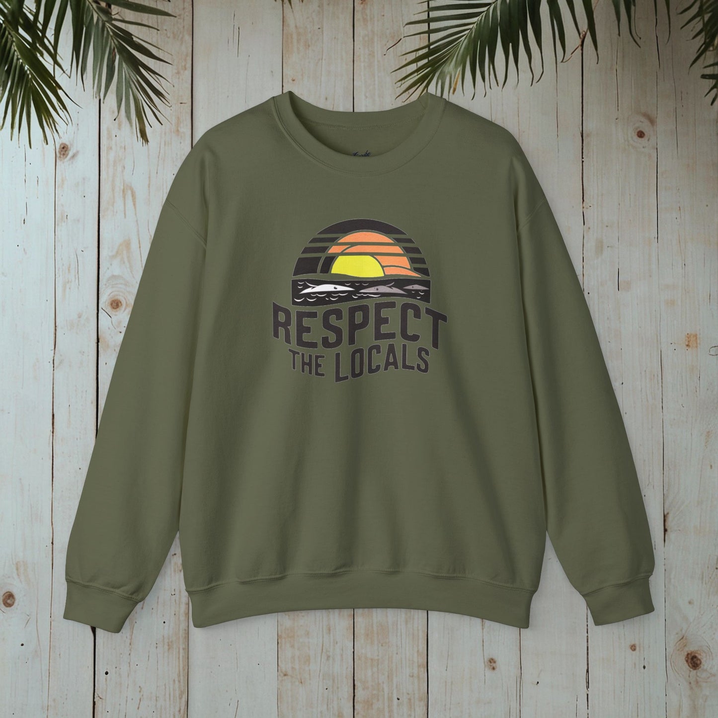 RESPECT THE LOCALS WOODBLOCK Heavy Blend™ Crewneck Sweatshirt