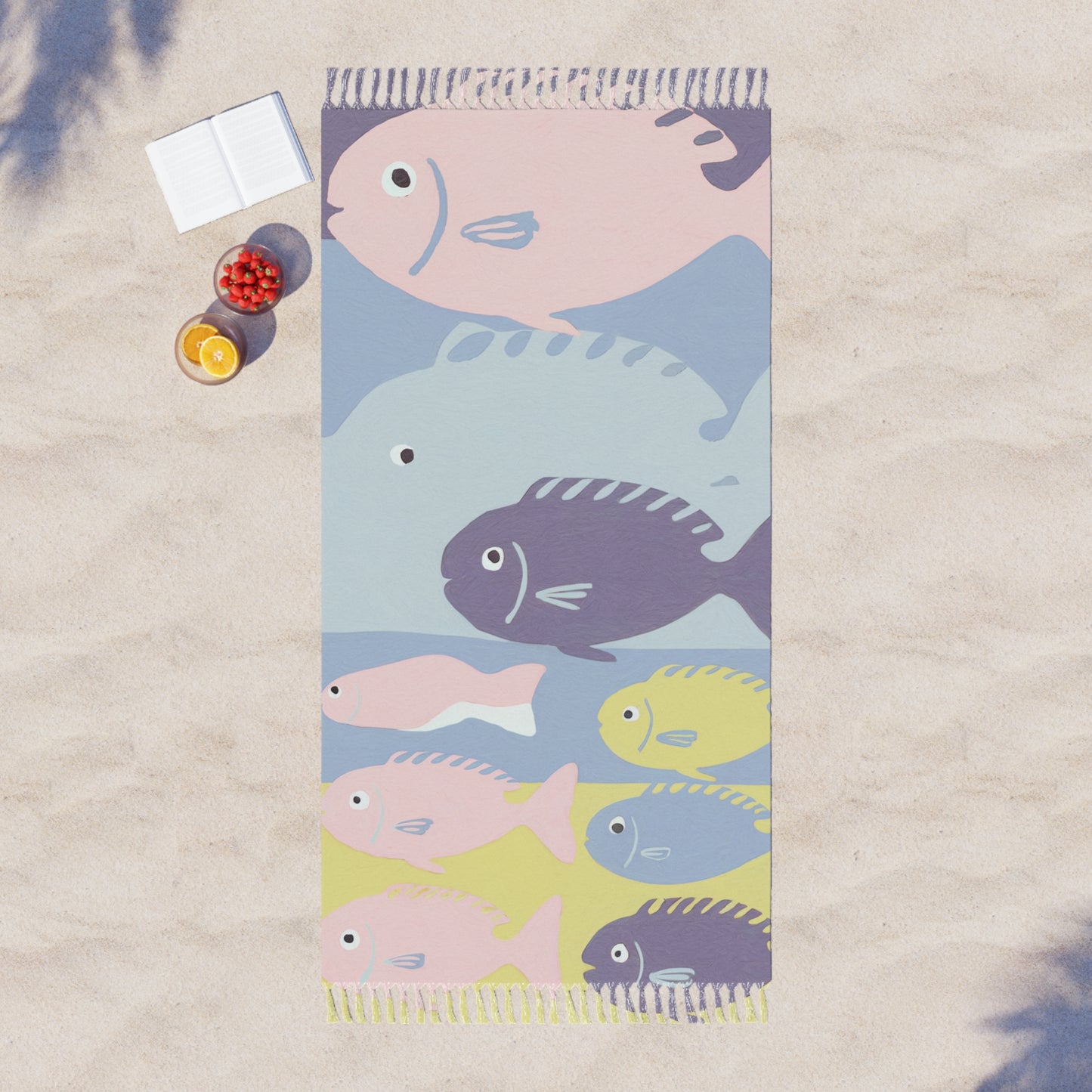 Fish Pastel Boho Beach Cloth Retro Pattern