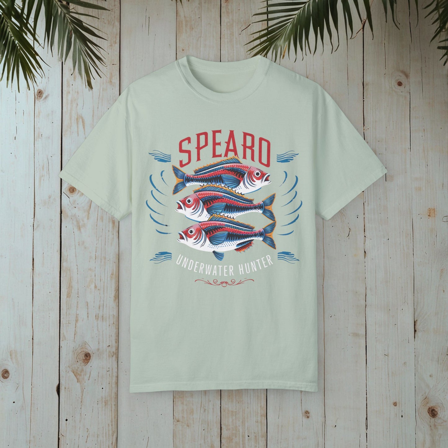 SPEARO WOODBLOCK FISH GARMENT-DYED TEE