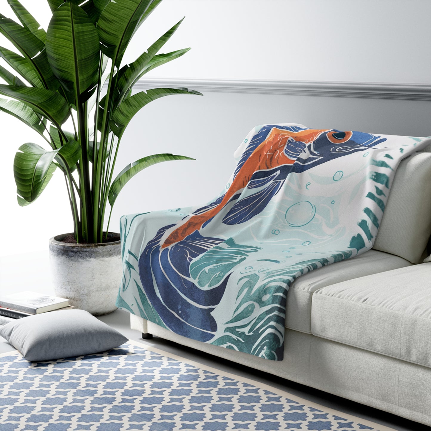 Sherpa Fish Fleece Blanket