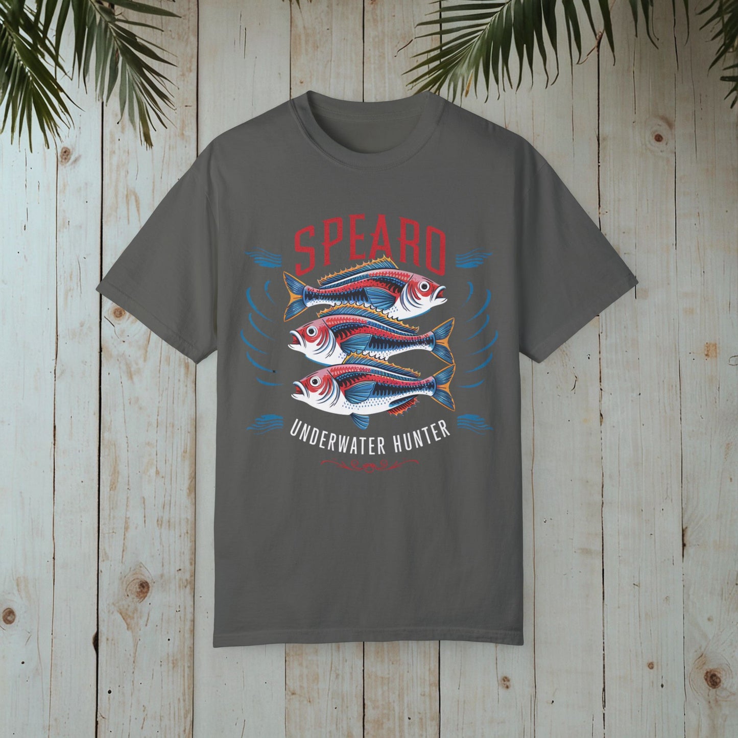SPEARO WOODBLOCK FISH GARMENT-DYED TEE