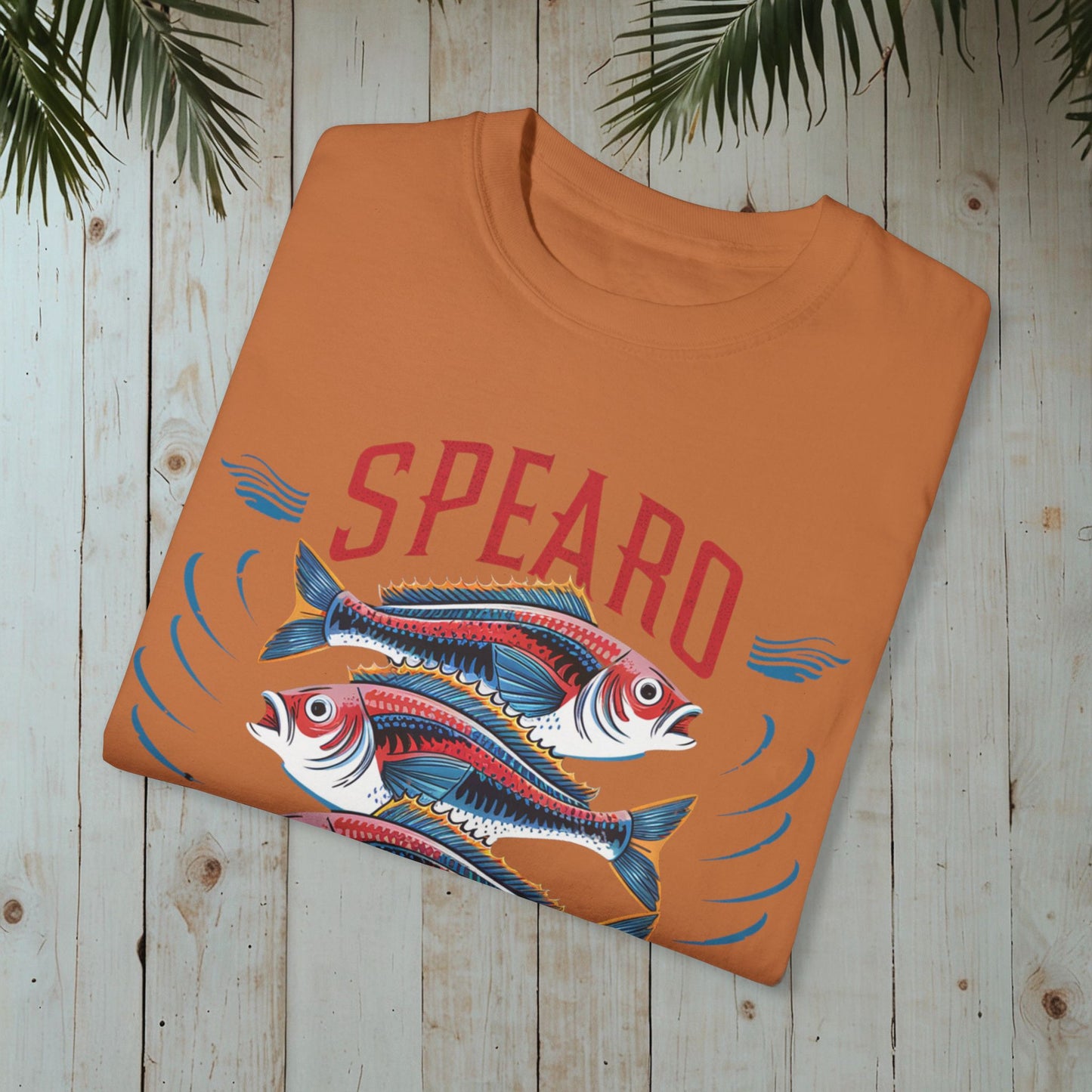 SPEARO WOODBLOCK FISH GARMENT-DYED TEE