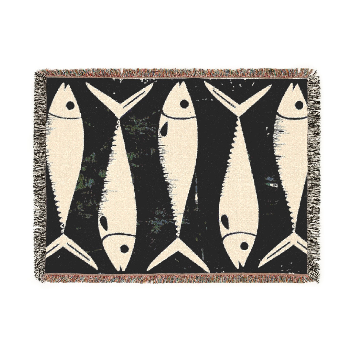 Vintage Sardines Box Woven Blanket