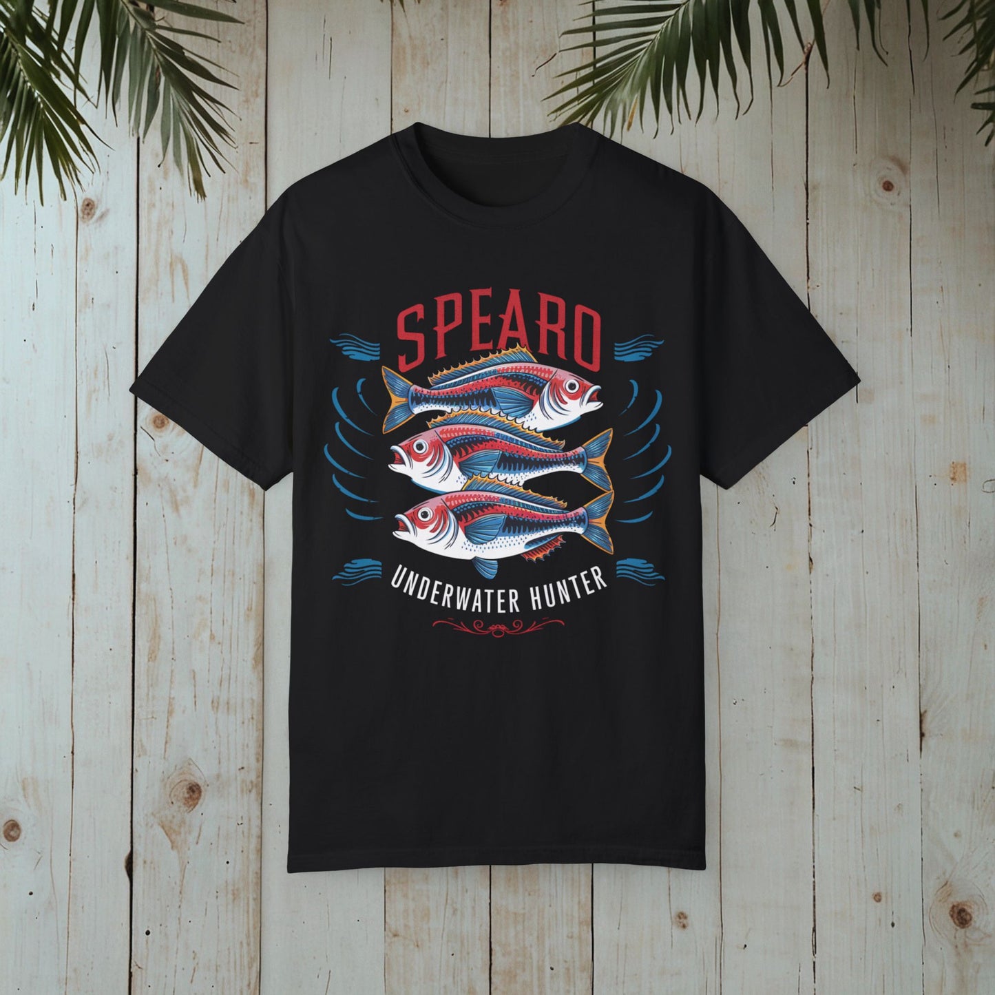 SPEARO WOODBLOCK FISH GARMENT-DYED TEE