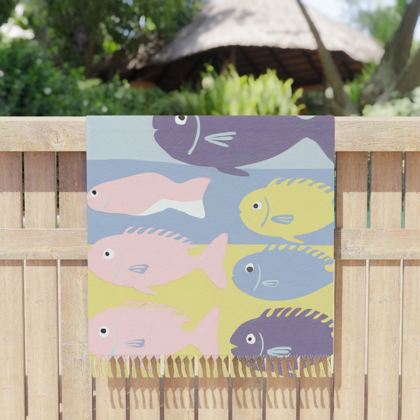 Fish Pastel Boho Beach Cloth Retro Pattern