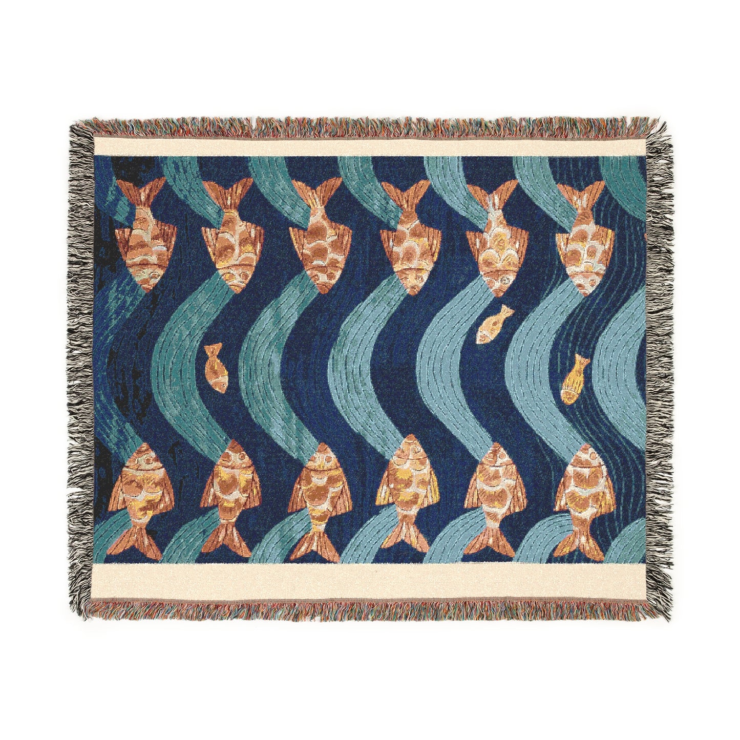 Vintage Fishes 1 Woven Blanket