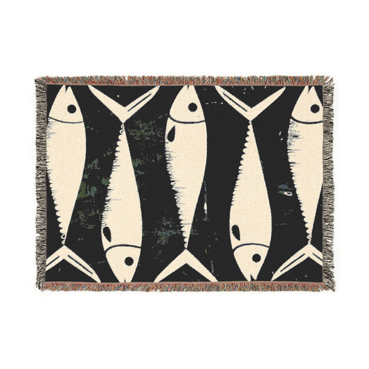 Vintage Sardines Box Woven Blanket